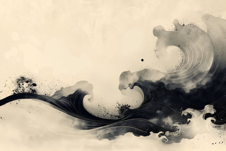 abstract black and white grunge background with space for text or imageの素材