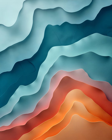 Abstract background with paper cut shapes. 3d rendering. Computer digital drawing.の素材