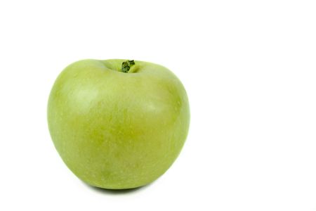 Green ripe apple isolated on a white backgroundの写真素材