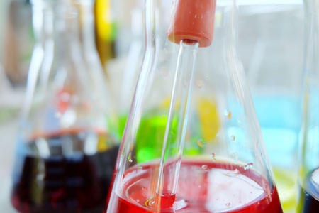 Chemical tube set development and pharmacy in laboratory  with multicolored substances in laboratory - Imageの写真素材