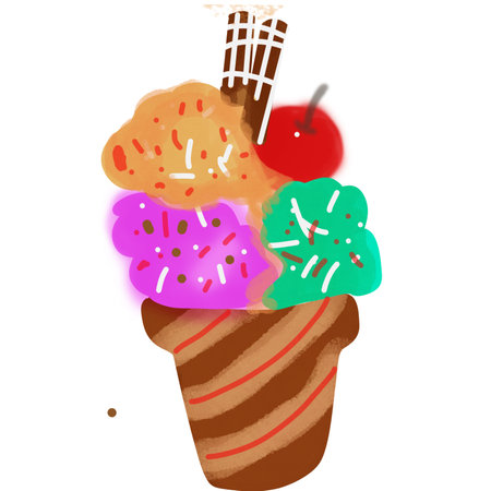 Ice cream in a waffle cone on a white background. Vector illustrationの写真素材