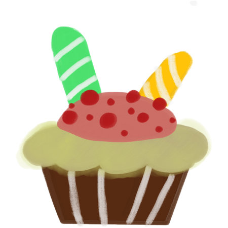 Cupcake with ice cream on a white background. Vector illustration.の写真素材
