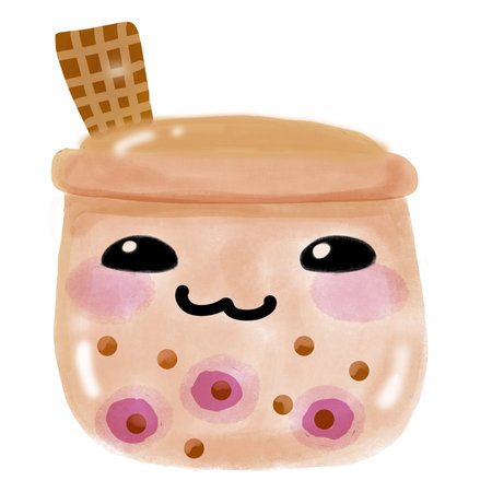 watercolor illustration of a cup of ice cream with a waffleの写真素材