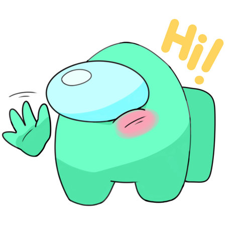 Illustration of a Cute Monster Waving His Hand and Saying Helloの写真素材