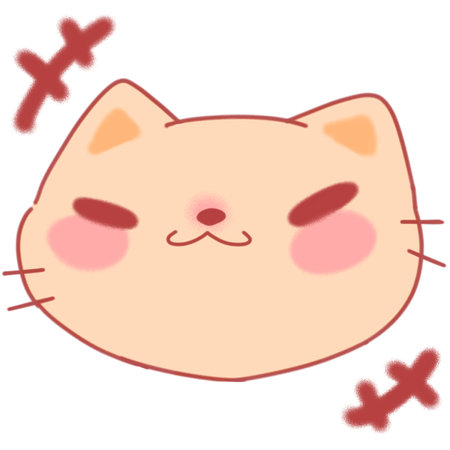 Illustration of a Cute Cat Face with Crosses around itの写真素材