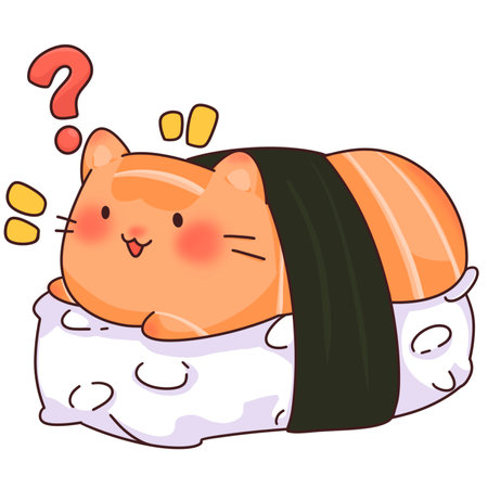 Illustration of a Cute cat or sushi Hamster Sleeping on a Pillowの写真素材