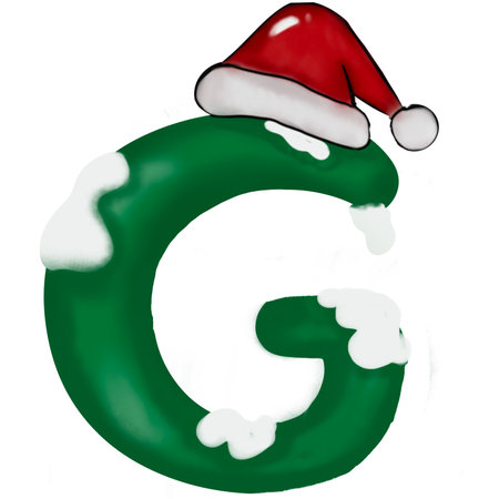 Letter G with Santa Claus hat isolated on white background, 3D renderingの写真素材