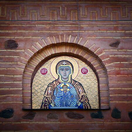 Wonderful painting, made in an arched opening on the facade wall - from the time of the state of ancient Kievan Rus.の写真素材