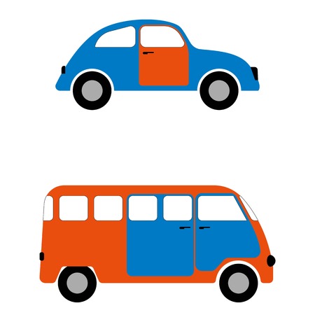 Figures car and minibus for infographicsのイラスト素材