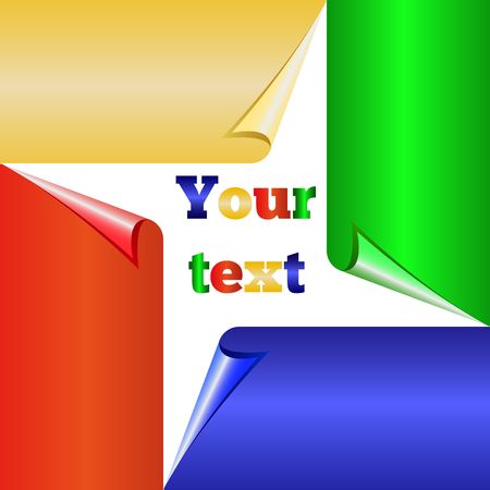 Colorful sheets of paper with curled corners - the logoのイラスト素材