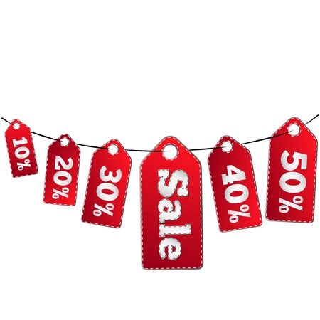 Set of sales red tags with ribbonsのイラスト素材