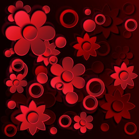 Paper flower, ring and circle - abstract red background with many levelのイラスト素材