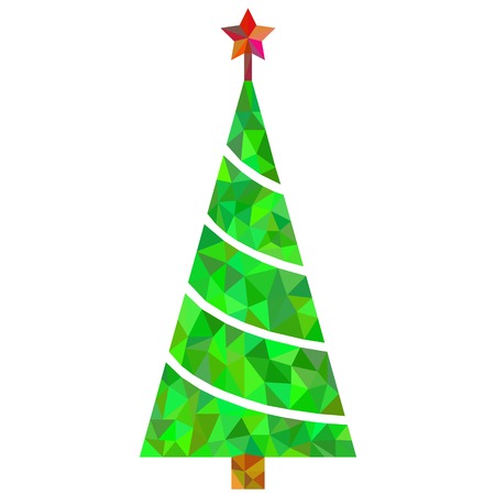 Christmas tree illustration for card, New Year 2015 textのイラスト素材