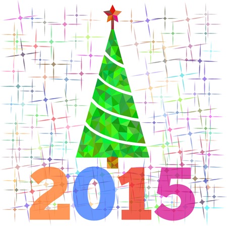 Christmas tree with abstract stars, vector illustration for cardのイラスト素材