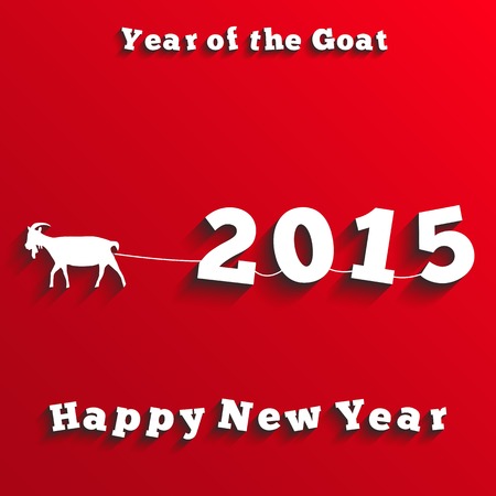 New Year 2015 of sheep and goat, card design of paper elementsのイラスト素材