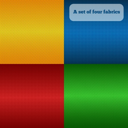 Four different color versions of the fabric texture. Vector illustrationのイラスト素材