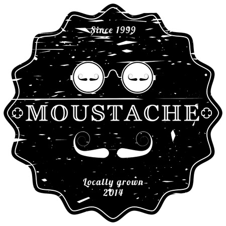 Mustache black retro emblem - vintage, grunge background.のイラスト素材