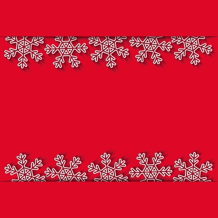 Snowflakes on the cut red paper, Xmas and New Year backgroundのイラスト素材