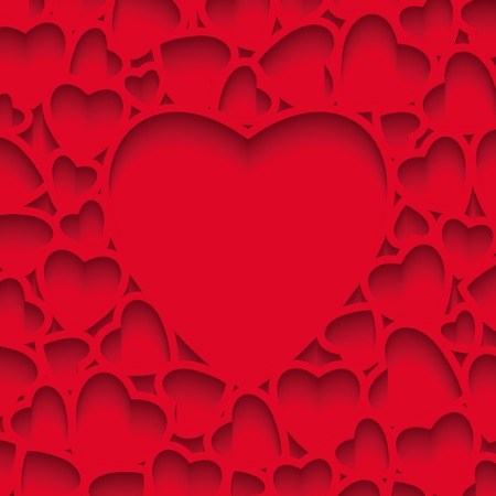 Valentine is Day card, paper red hearts with shadow, backgroundのイラスト素材