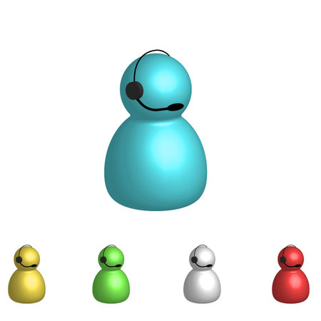 Icon collection of colorful figures operator call center