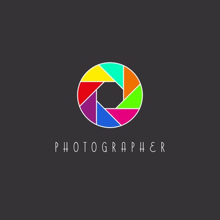 Colored aperture of the camera lens, photo studio logoのイラスト素材