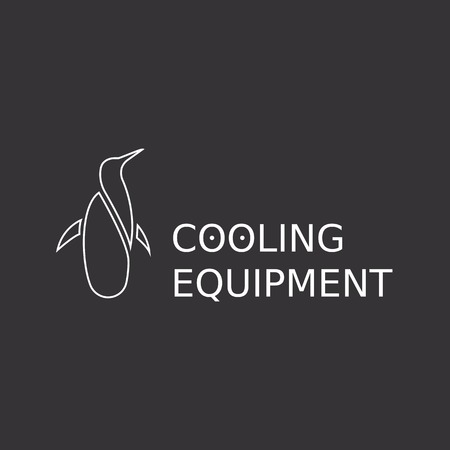 Silhouette penguin sign, logo animal, black and white backgroundのイラスト素材