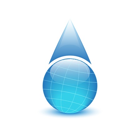 Globe in the form of drops of water, environmental logoのイラスト素材