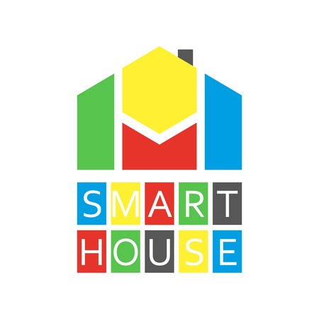 Smart house colored, abstract buidingのイラスト素材