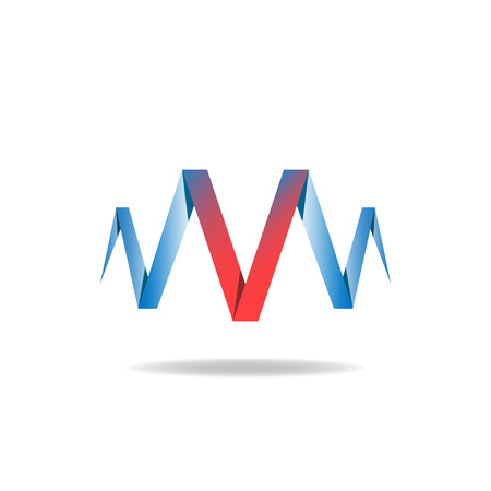 V - red letter of the blue ribbon, idea, overlapping techniqueのイラスト素材