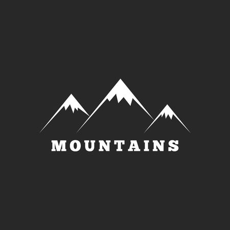 Mountains logo, travel or tourism icon, black and white graphicのイラスト素材