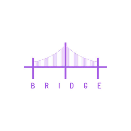 Bridge purple logo, architecture concept icon
