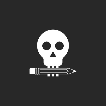 Pencil and skull mockup design studio or tattoo parlorの写真素材