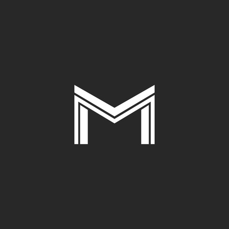 M letter, line monogram modern concept idea team emblem, web signのイラスト素材