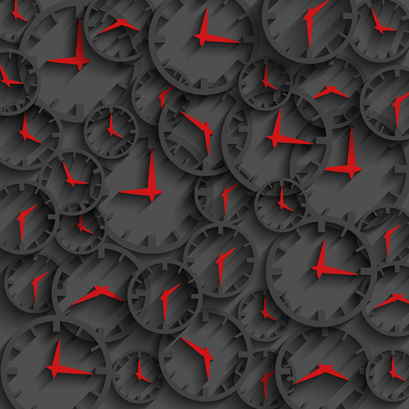 3D clock abstract time concept dark background, minute and hour red arrows, business motionのイラスト素材
