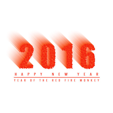 2016 happy new year text background of fiery ball, numbers of moving fiery circles, mockup card, poster or bannerのイラスト素材