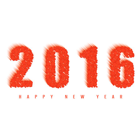 2016 happy new year greeting card, text of the fire ball, design element for holiday poster or flyer