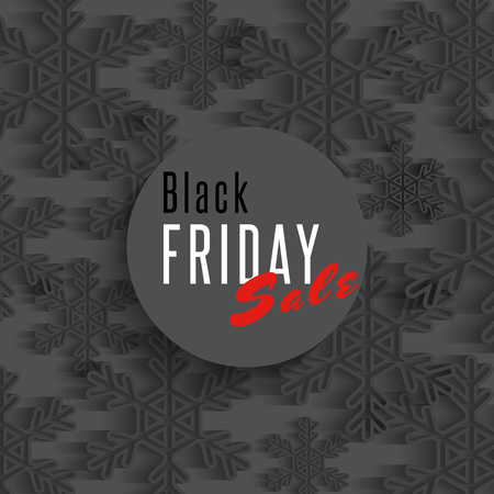 Black friday sale poster, snowflakes and xmas discount offer poster, promotion stickerのイラスト素材