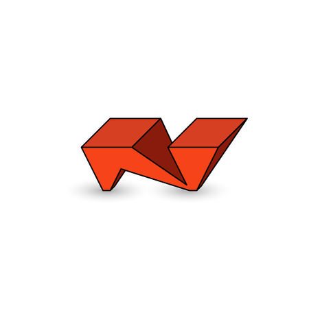 N letter graffiti cool youth style, 3D isometric geometric shape, mockup emblem for modern web appのイラスト素材