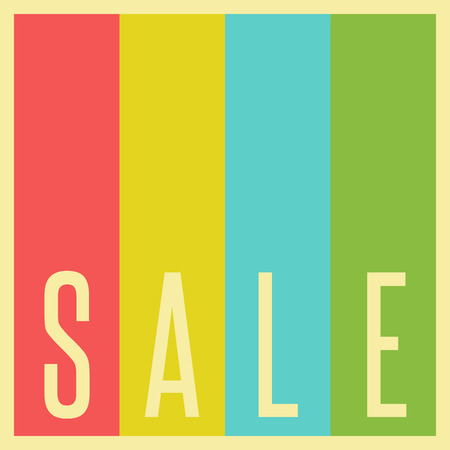 Sale poster mockup retro style advertising banner. colorful stripes old background design elementのイラスト素材