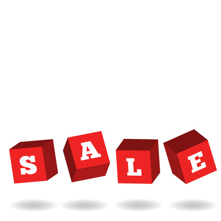 Sale poster mockup, promotion 3d cubes advertising , design template discount tag のイラスト素材