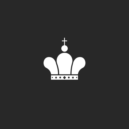 Icon crown icon mockup jewel, king or queen royal symbol, black and white vintage design elementのイラスト素材