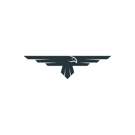 Eagle icon mockup, predator bird wings silhouette, aviation emblem design elementのイラスト素材