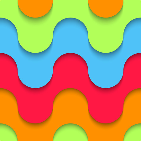 Wavy seamless pattern multilayer plastic artificial material design background, the geometric shape of the curves overlay layers of colored paperのイラスト素材