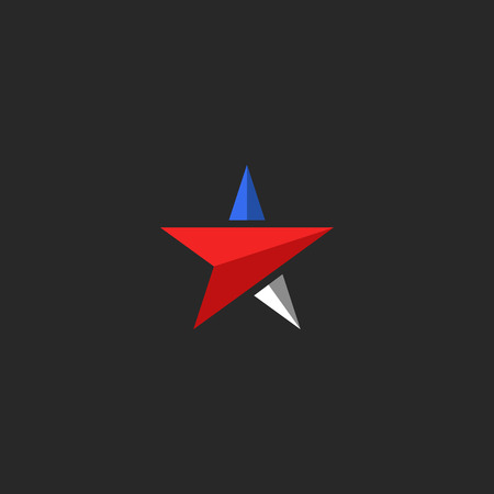 Star mockup, USA patriotic icon design element template in american flag colors, t-shirt national printのイラスト素材