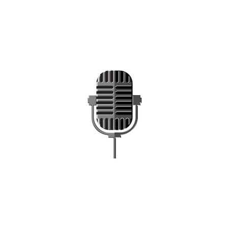 Old metal microphone isolated design element for a logo of a radio station or a karaoke club, broadcasting live iconのイラスト素材