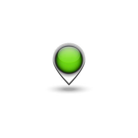 Realistic map pin 3d navigation pointer with gray gradient shadow. Location sign rounded shapes isolated on white background.のイラスト素材