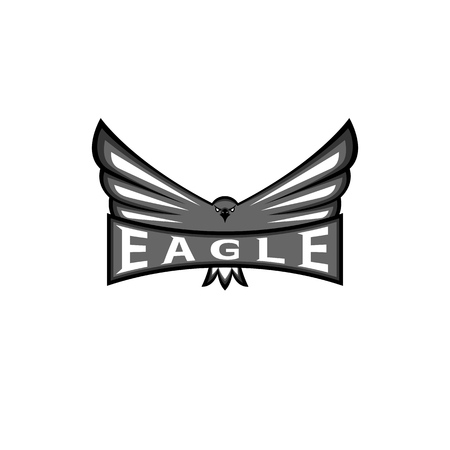 Logo eagle spread the wings, hawk sport mascot emblem, bird predator t-shirt print design elementのイラスト素材