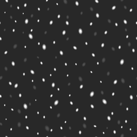 Snowflakes chaotic seamless pattern white random dots on black background. Grit textured design element. Abstract winter night snow blurred overlay layers.のイラスト素材