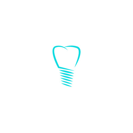 Dental implant logo, tooth silhouette linear design dentist logotype, medical iconのイラスト素材