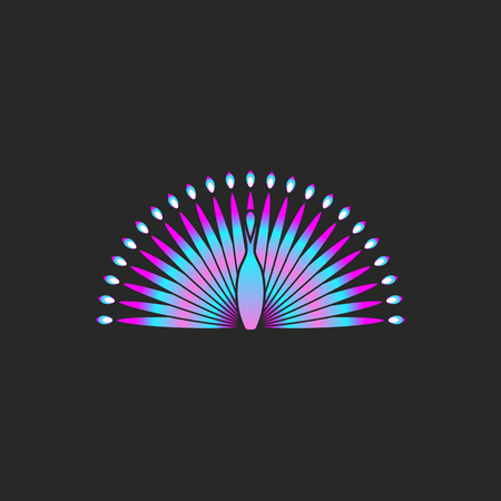 Peacock bird logo gradient color, beautiful bird with a fluffy tailのイラスト素材